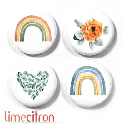 Badges Lime Citron - #393 Arc en fleur